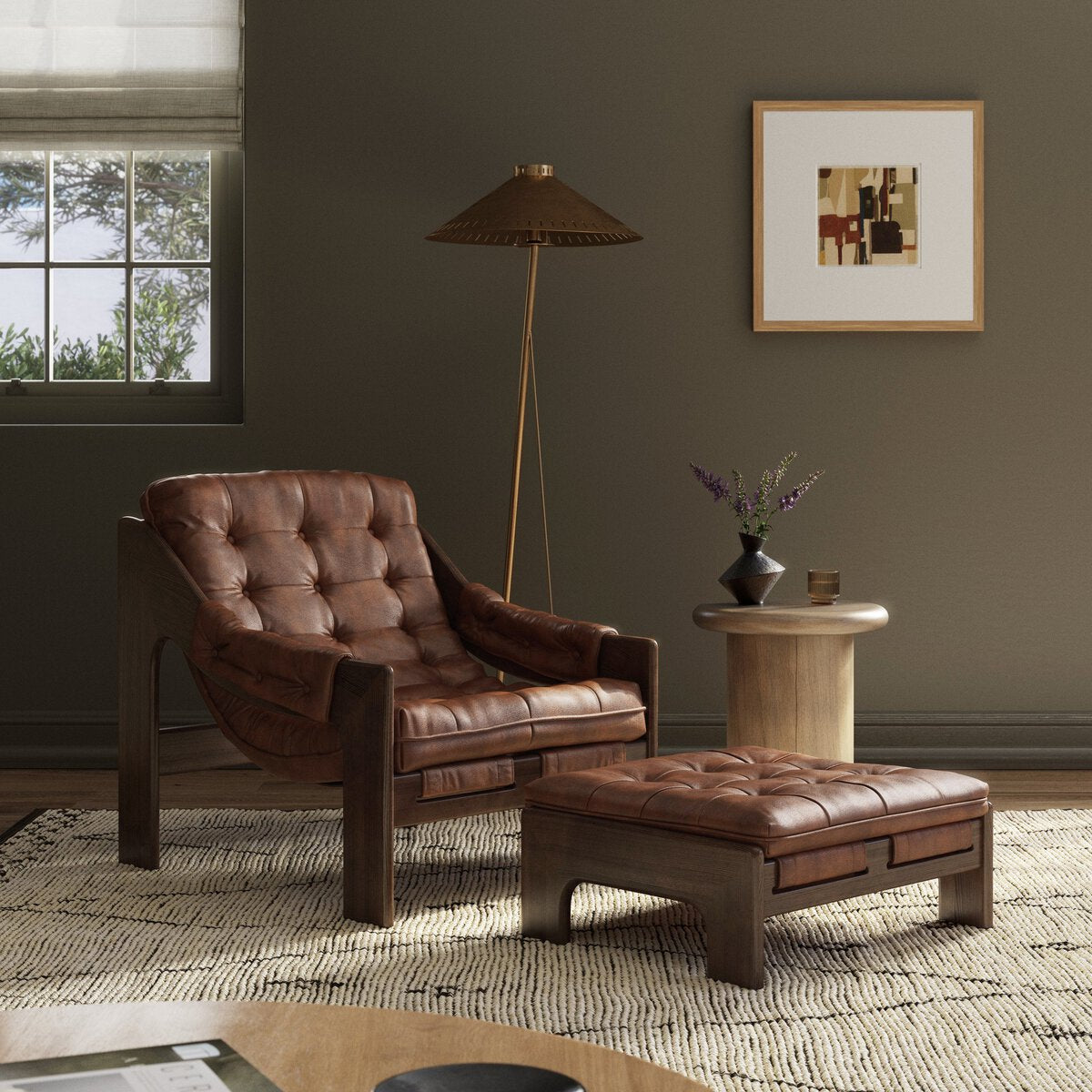 Chaise et ottomane Halston Four Hands en Sienna Heirloom