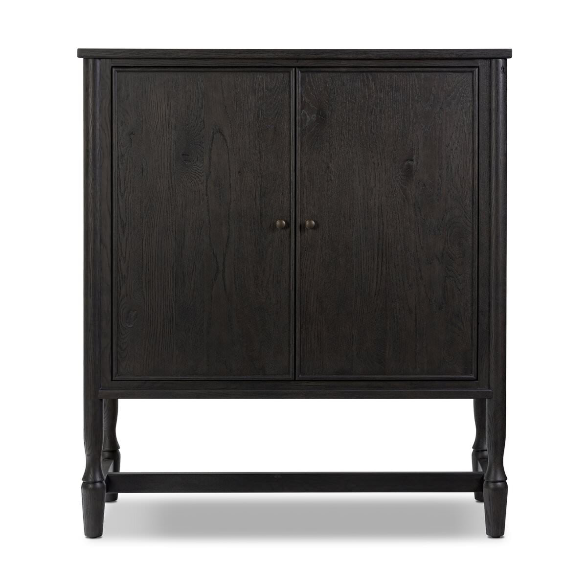 Meuble bar Amber Lewis x Four Hands Bari en placage noir fumé craquelé