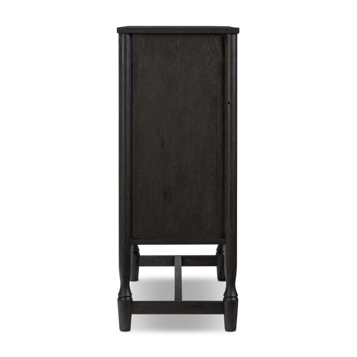 Meuble bar Amber Lewis x Four Hands Bari en placage noir fumé craquelé