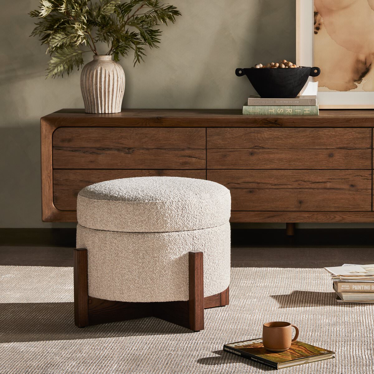 Pouf de rangement Four Hands Esben en Sattley Fog