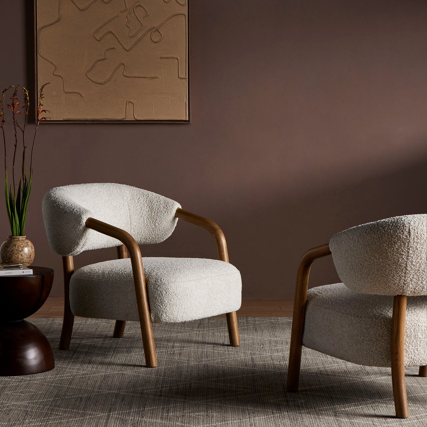 Chaise Brodie à quatre mains en ivoire Sheldon