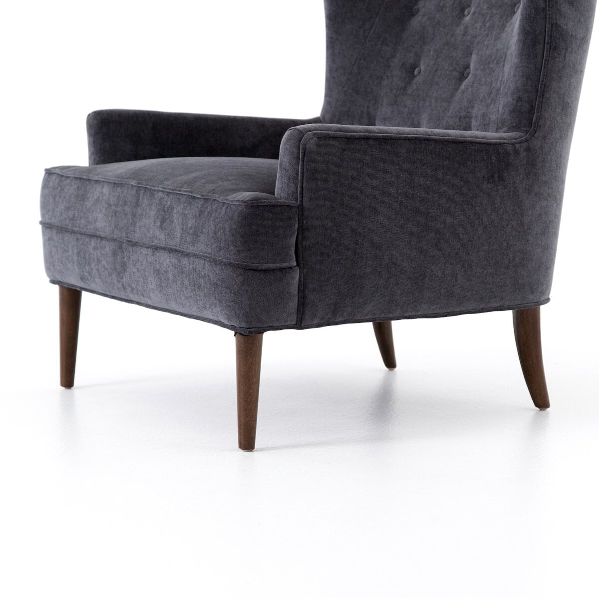 Chaise Clermont à quatre mains en velours usé anthracite