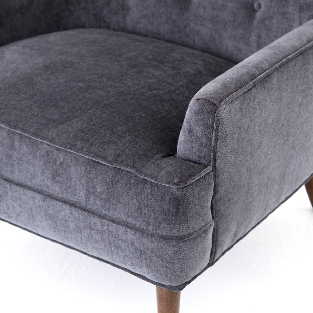 Chaise Clermont à quatre mains en velours usé anthracite