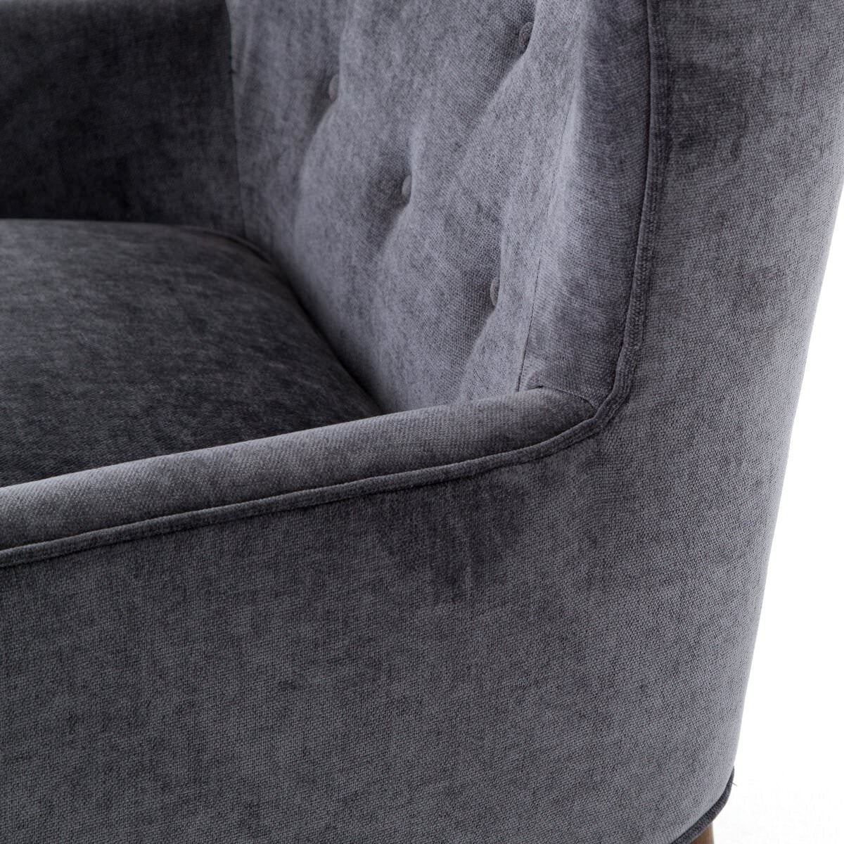 Chaise Clermont à quatre mains en velours usé anthracite