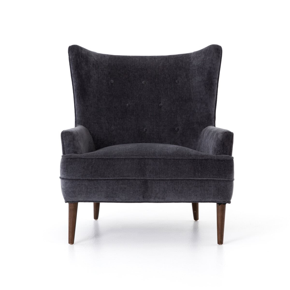 Chaise Clermont à quatre mains en velours usé anthracite