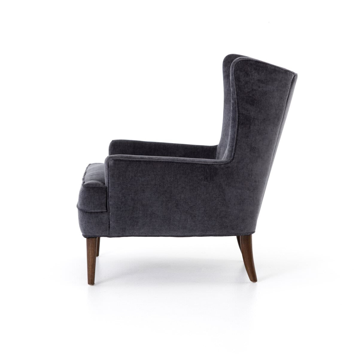 Chaise Clermont à quatre mains en velours usé anthracite