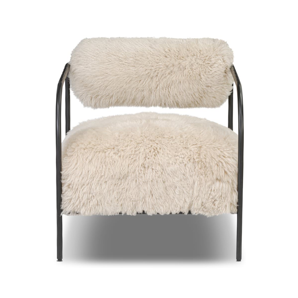 Chaise Fenn à quatre mains en fourrure de Mongolie couleur champagne