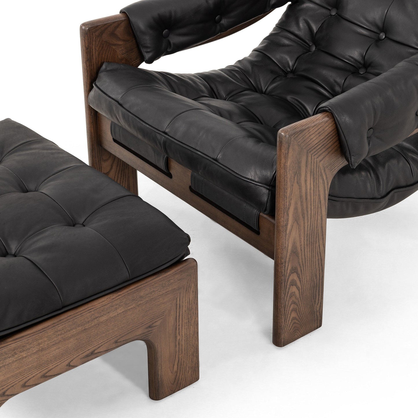 Chaise et ottomane Halston Four Hands en noir Heirloom