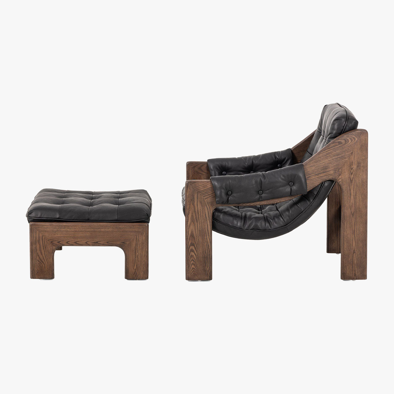 Chaise et ottomane Halston Four Hands en noir Heirloom