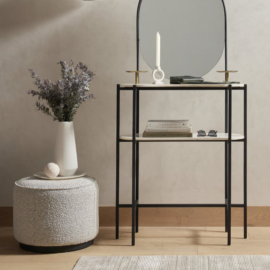 Pouf rond Sinclair à quatre mains en Knoll Domino