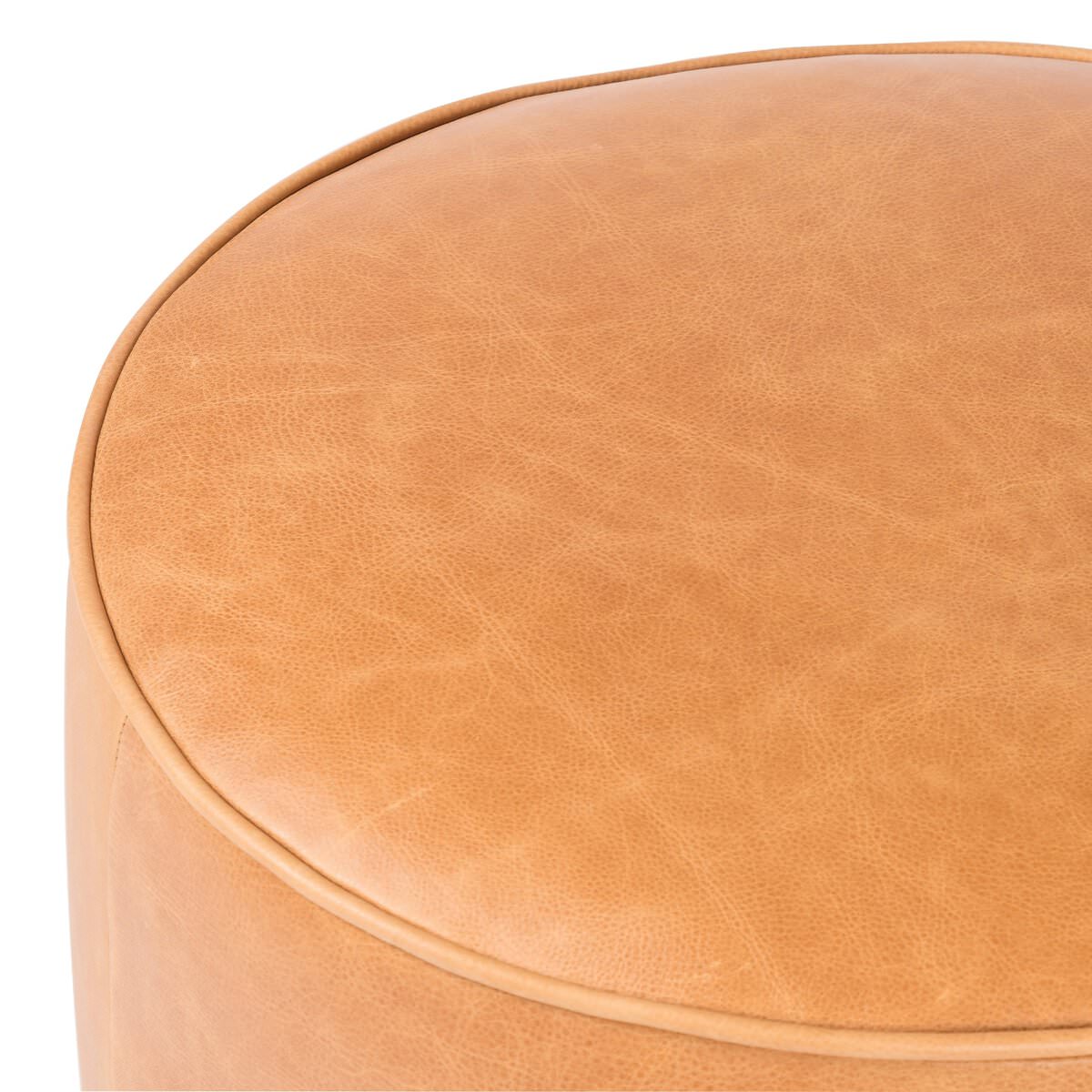 Ottoman rond Sinclair à quatre mains en caramel de Palerme