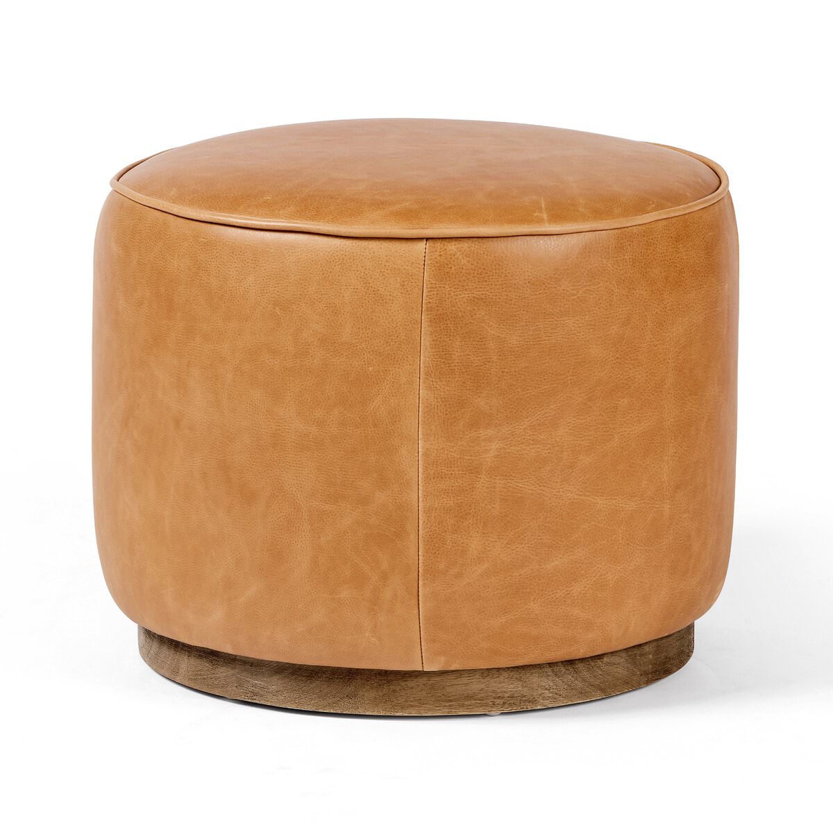 Ottoman rond Sinclair à quatre mains en caramel de Palerme