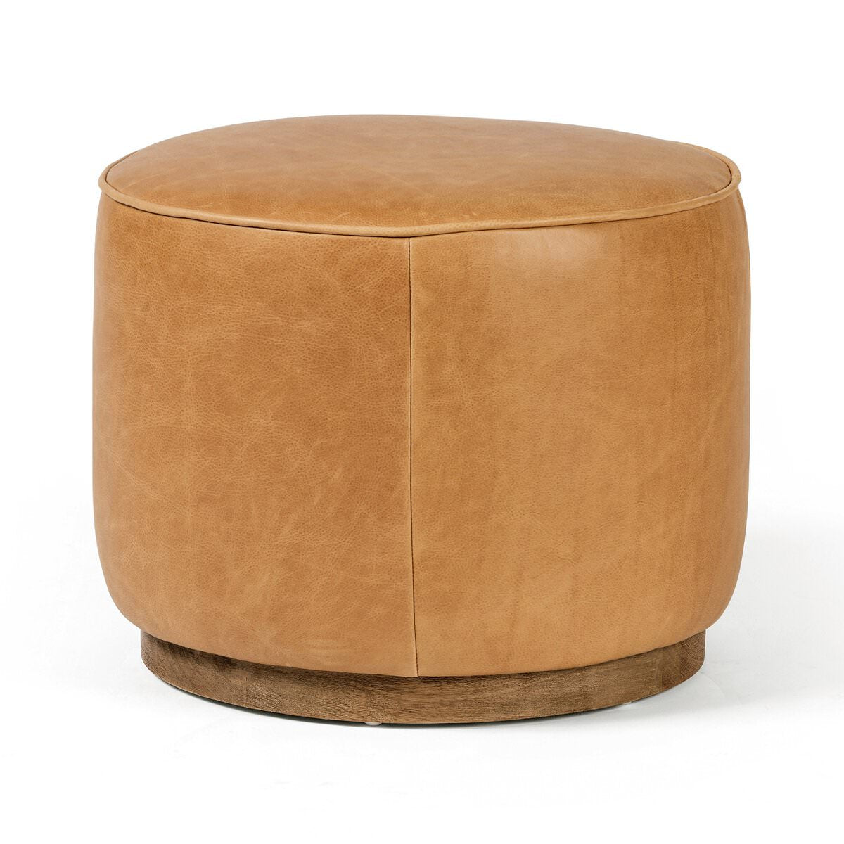 Ottoman rond Sinclair à quatre mains en caramel de Palerme