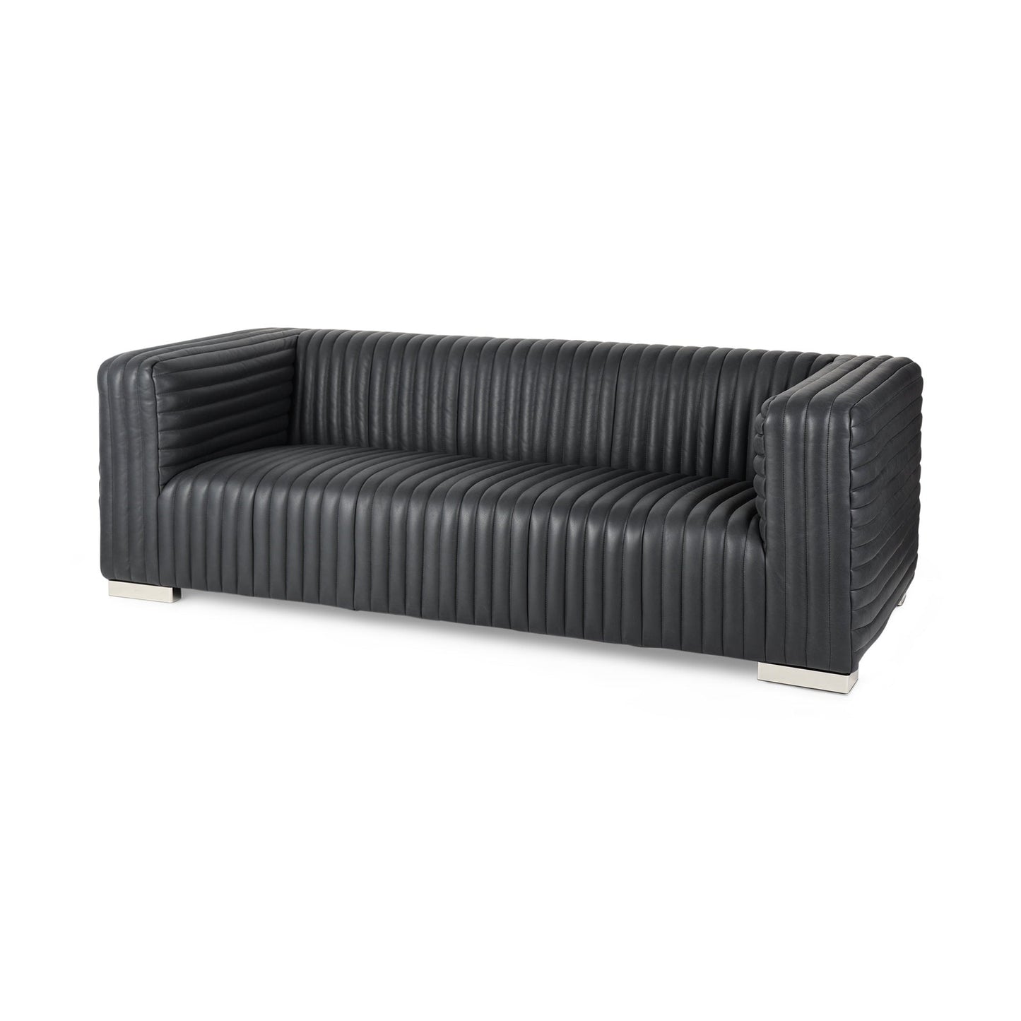 Canapé trois places Remington en cuir noir