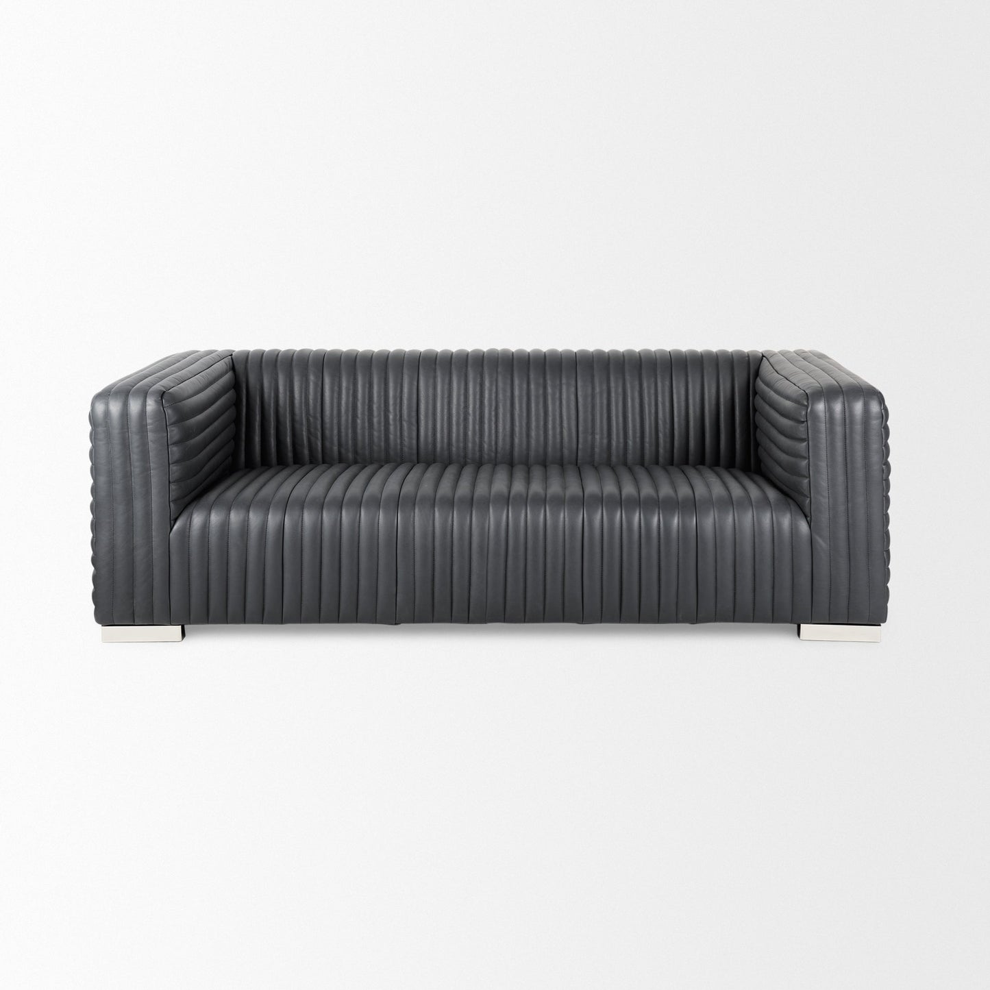 Canapé trois places Remington en cuir noir