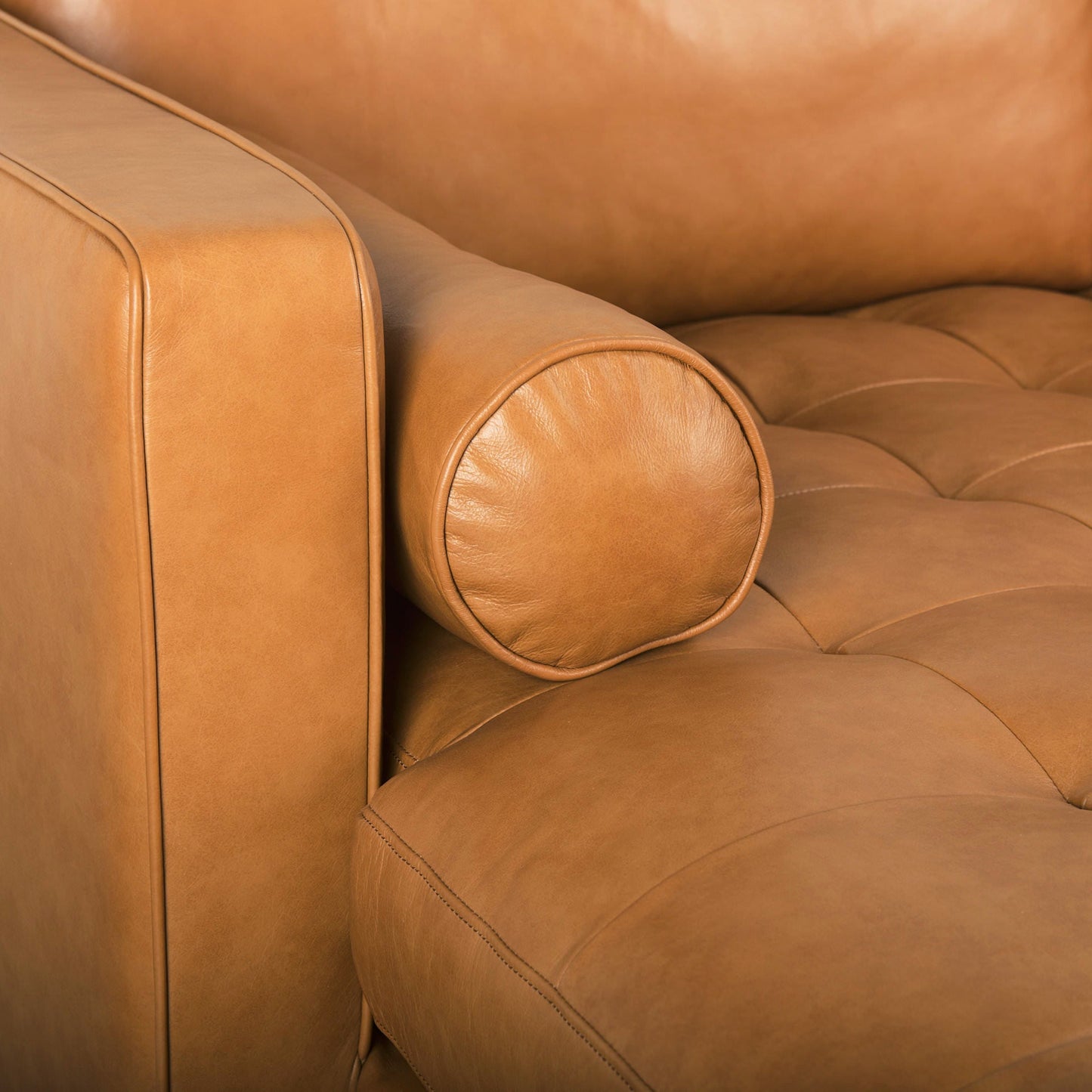 Canapé sectionnel Arne en cuir beige | Chaise longue gauche