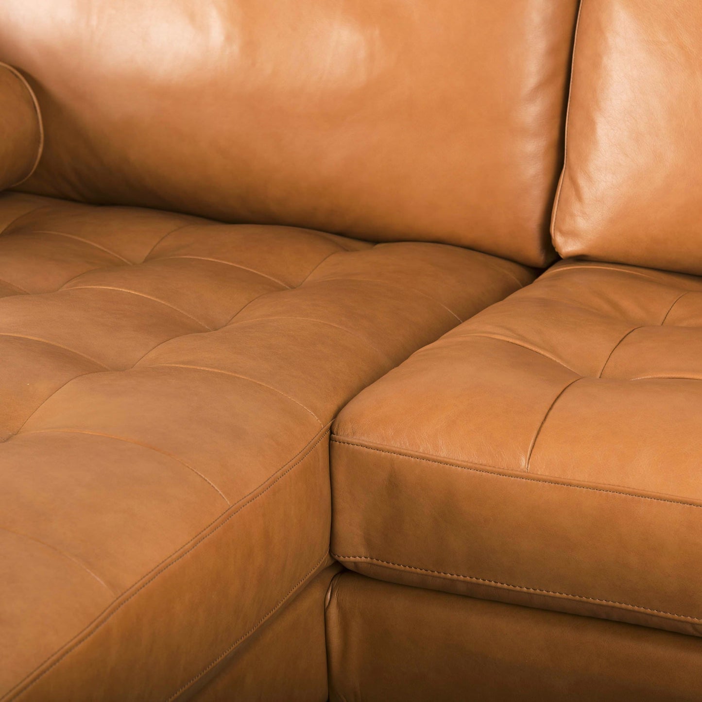 Canapé sectionnel Arne en cuir beige | Chaise longue gauche