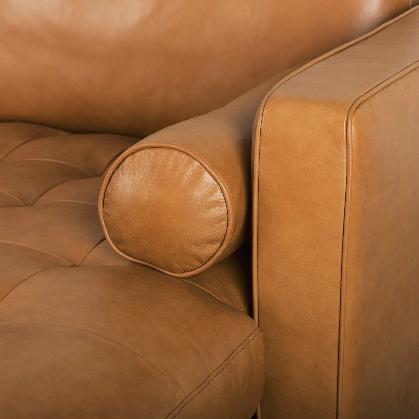 Canapé sectionnel Arne en cuir beige | Chaise longue droite