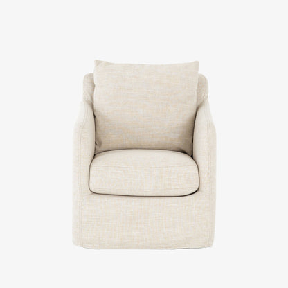 Chaise pivotante Four Hands Banks en batiste ivoire