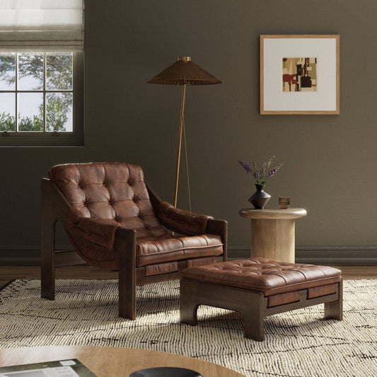 Chaise et ottomane Halston Four Hands en Sienna Heirloom