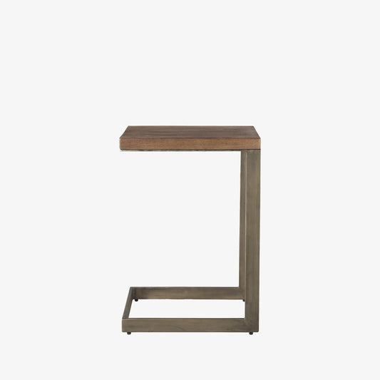 Table d'appoint Faye en bois foncé et nickel antique