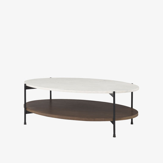 Table basse ovale Crudités et Cocktails en bois foncé
