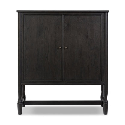 Meuble bar Amber Lewis x Four Hands Bari en placage noir fumé craquelé