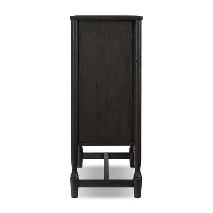 Meuble bar Amber Lewis x Four Hands Bari en placage noir fumé craquelé