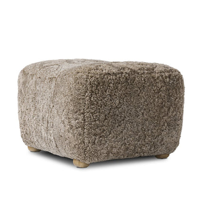 Pouf Oslo Amber Lewis x Four Hands en peau lainée taupe