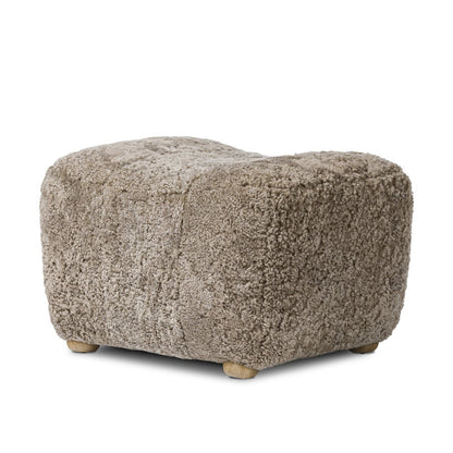 Pouf Oslo Amber Lewis x Four Hands en peau lainée taupe