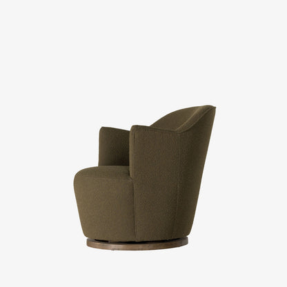 Chaise pivotante Aurora Four Hands en cuir bouclé olive