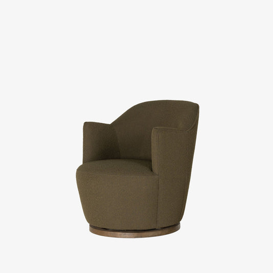 Chaise pivotante Aurora Four Hands en cuir bouclé olive