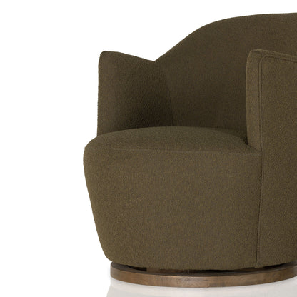 Chaise pivotante Aurora Four Hands en cuir bouclé olive