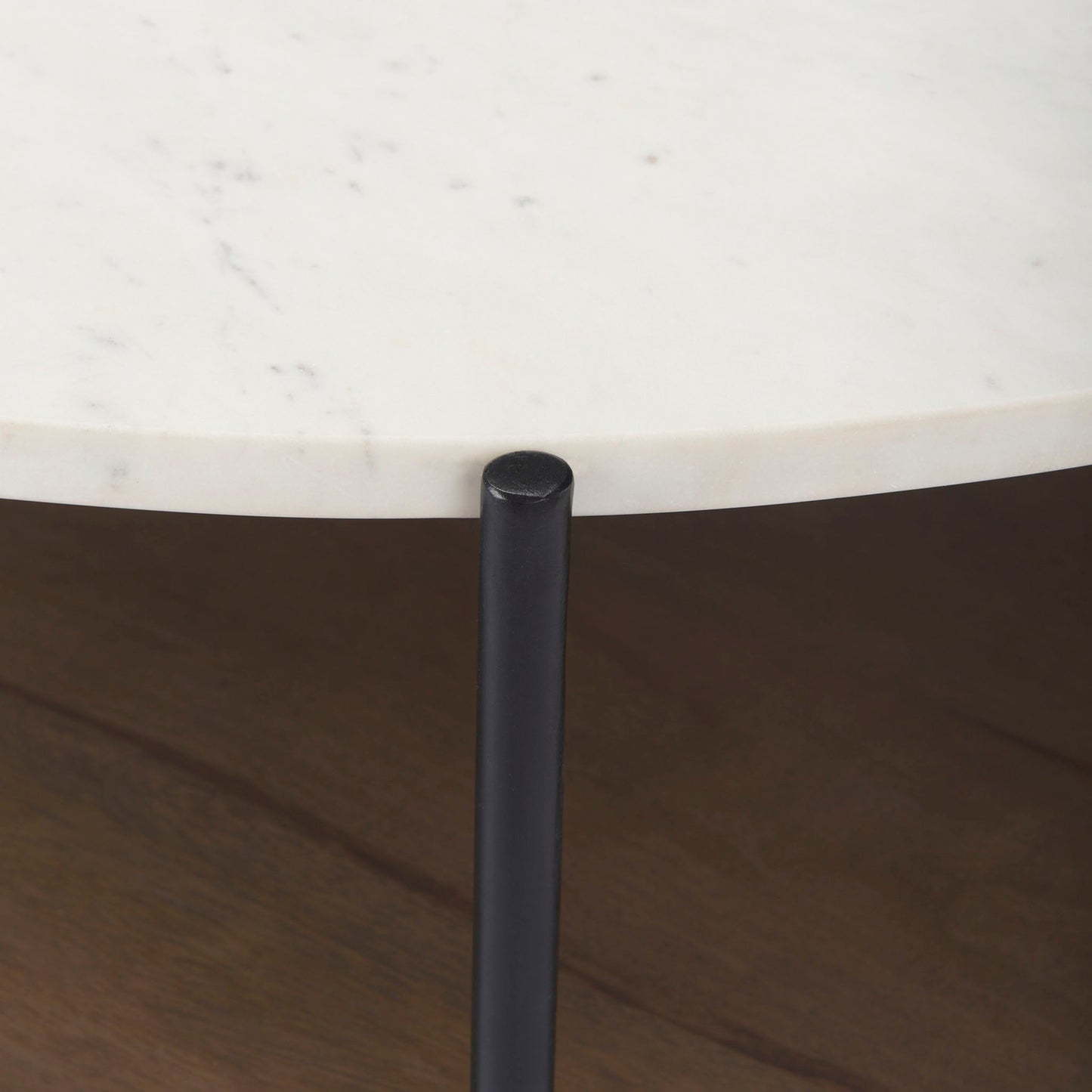 Table basse ronde Crudités et Cocktails en bois foncé