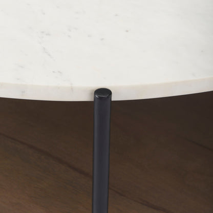 Table basse ronde Crudités et Cocktails en bois foncé