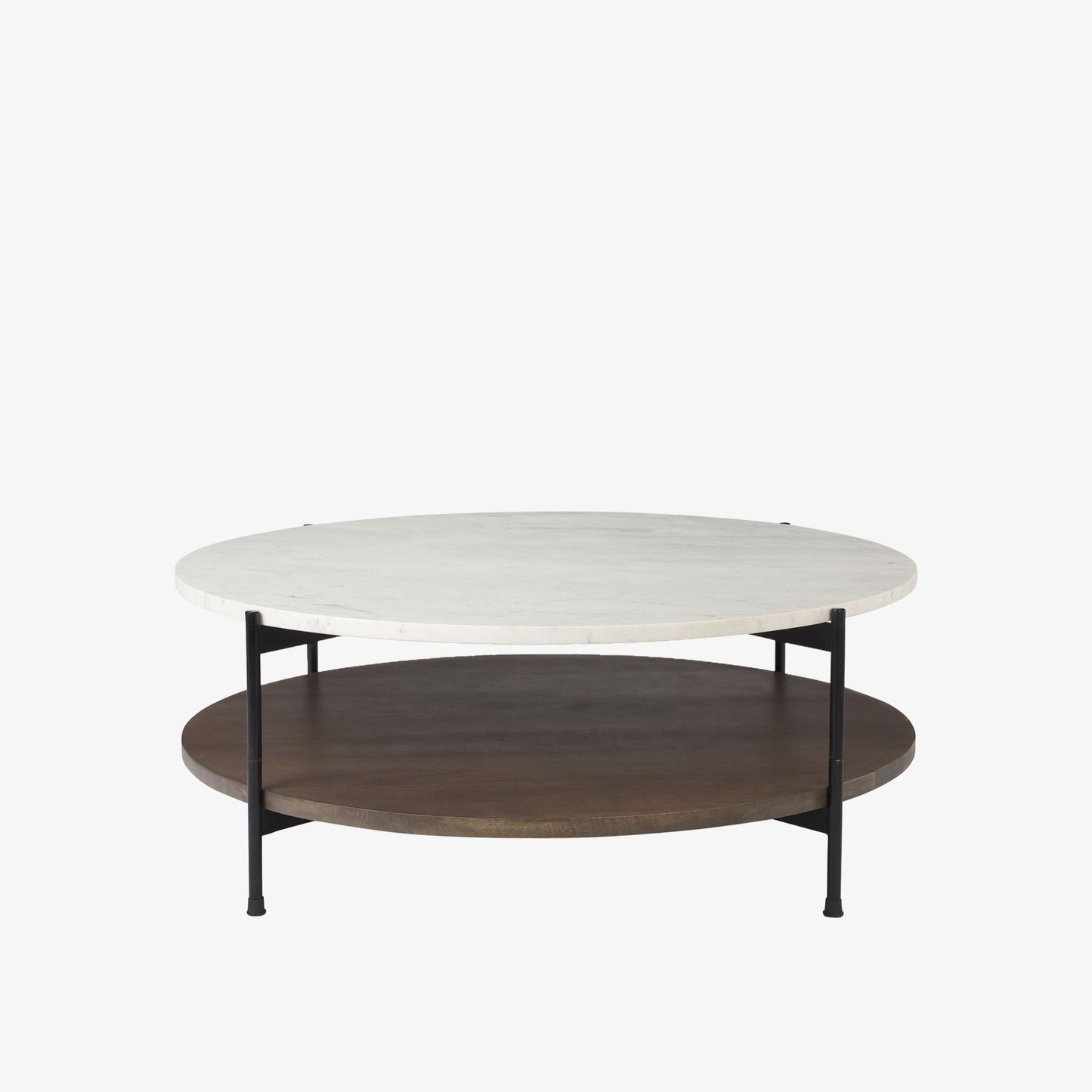 Table basse ronde Crudités et Cocktails en bois foncé