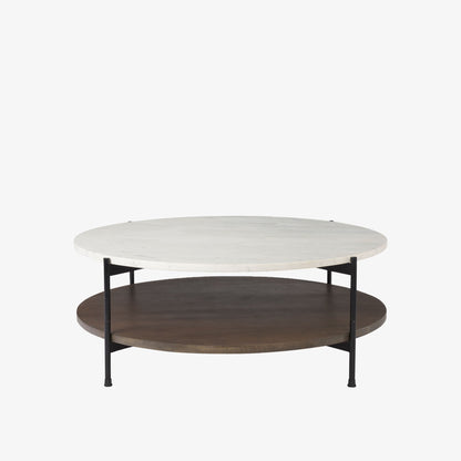 Table basse ronde Crudités et Cocktails en bois foncé
