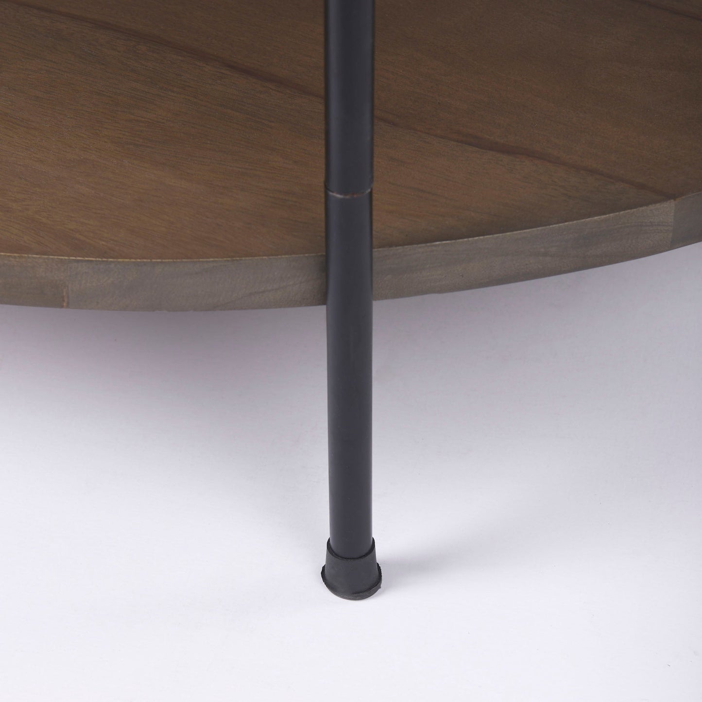 Table basse ronde Crudités et Cocktails en bois foncé