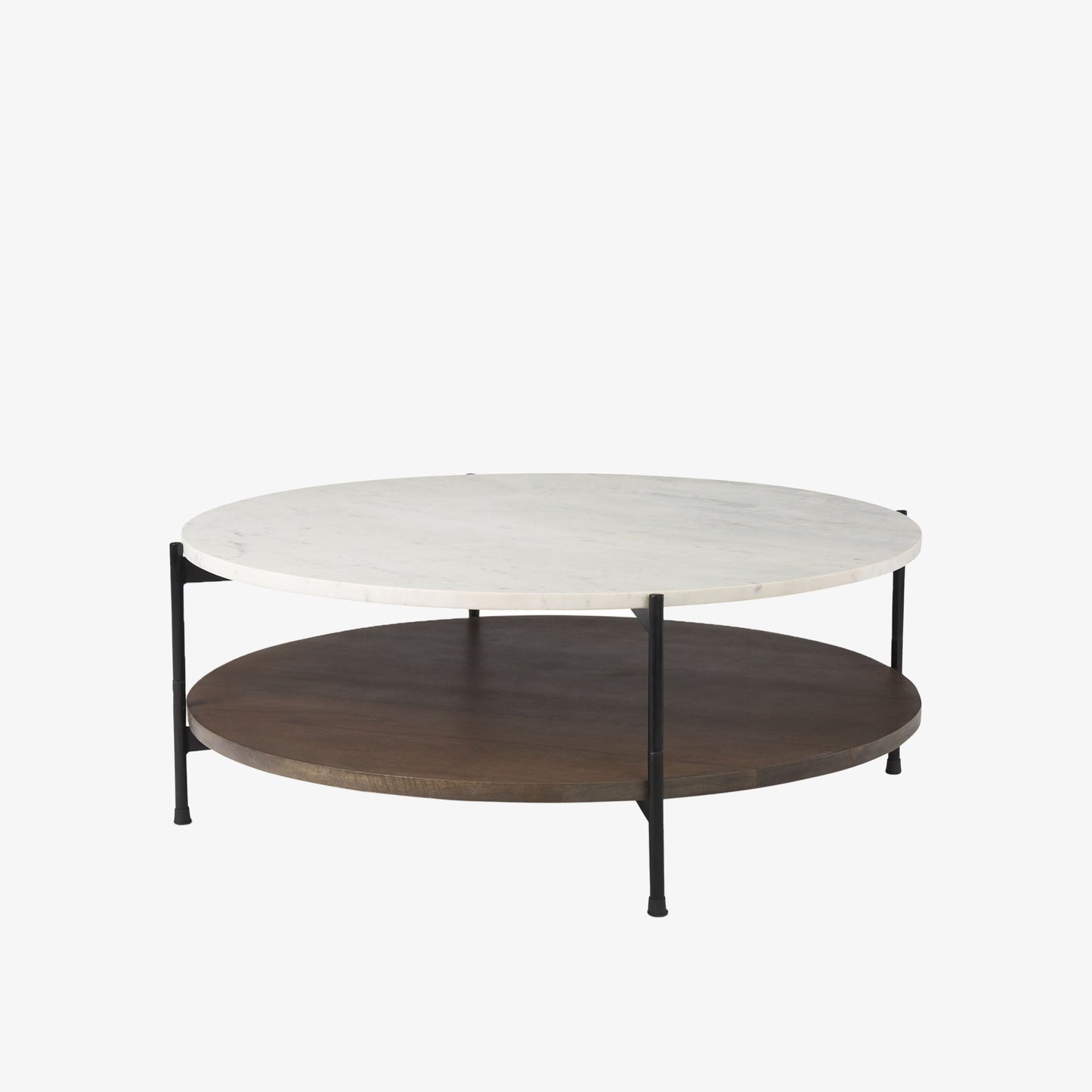 Table basse ronde Crudités et Cocktails en bois foncé