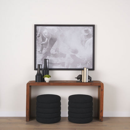 Pouf de rangement Ava en boucle noire