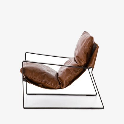 Fauteuil Emmett à quatre mains en tissu Dakota Tobacco