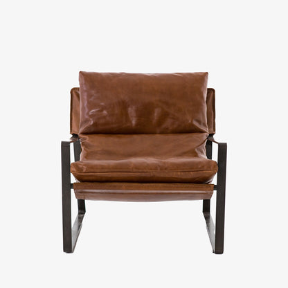 Fauteuil Emmett à quatre mains en tissu Dakota Tobacco