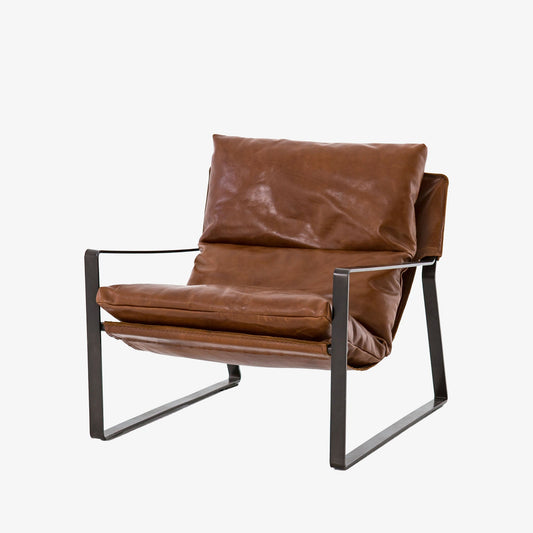 Fauteuil Emmett à quatre mains en tissu Dakota Tobacco
