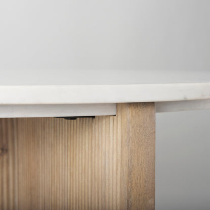 Table d'entrée Empire en marbre avec base cannelée