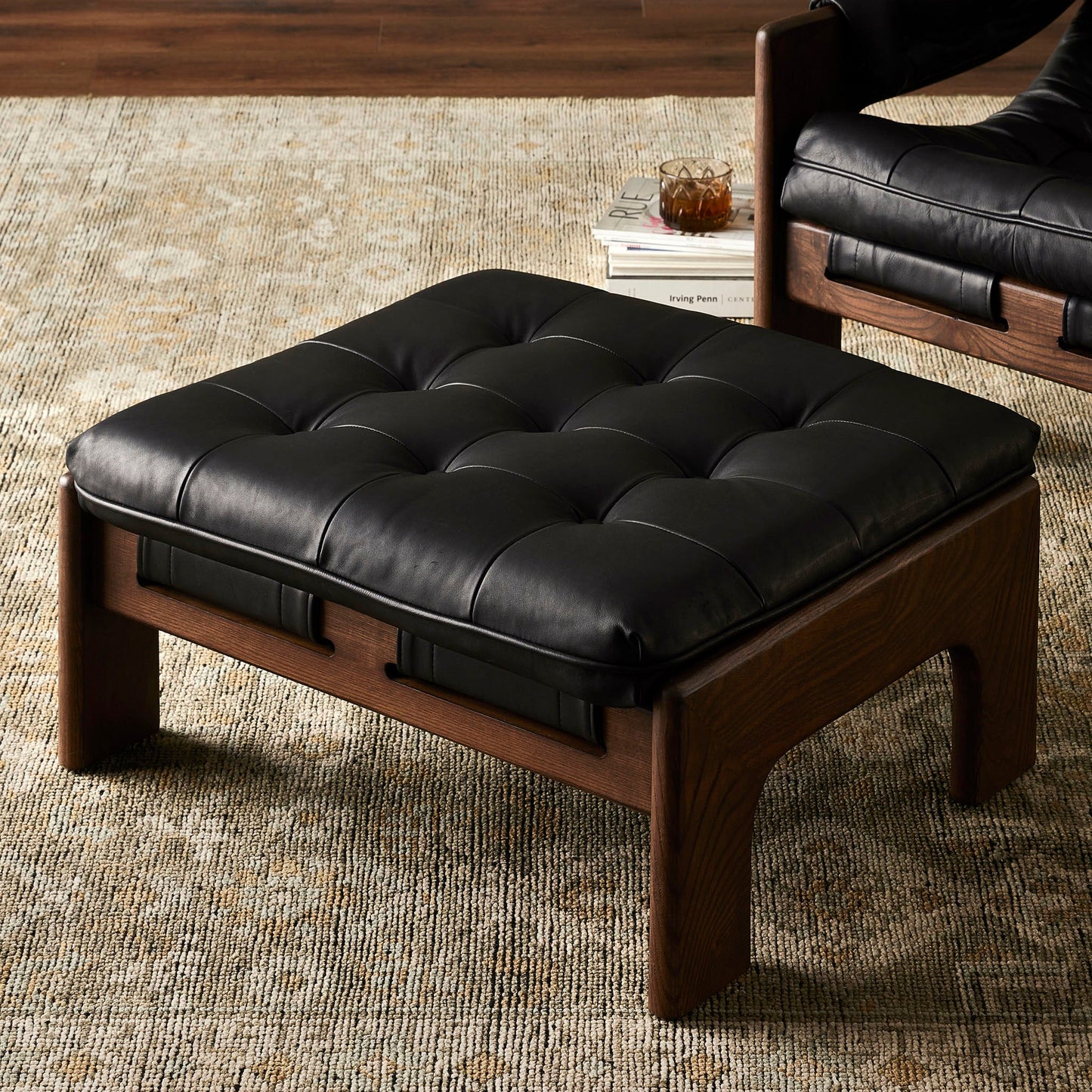 Ottoman Halston à quatre mains en noir héritage