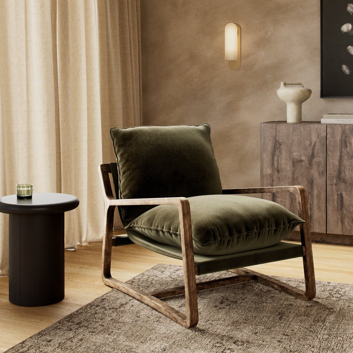 Chaise Four Hands Ace en Surrey Olive