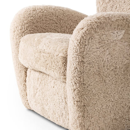 Chaise Amélie à quatre mains en peau lainée beige