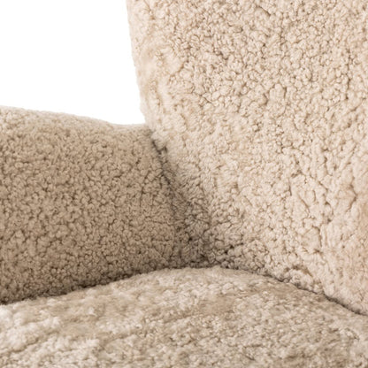 Chaise Amélie à quatre mains en peau lainée beige