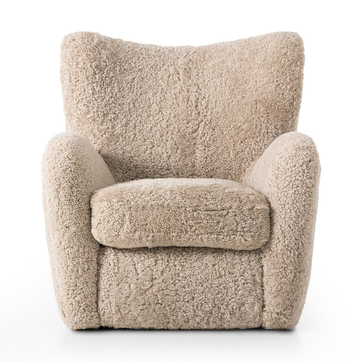 Chaise Amélie à quatre mains en peau lainée beige