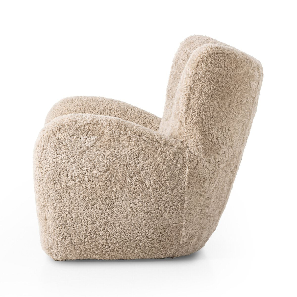 Chaise Amélie à quatre mains en peau lainée beige